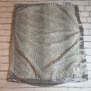 Little Giraffe Luxe Baby Blanket 32 x 28 Gray Satin Trim Reversible Furry Lovey